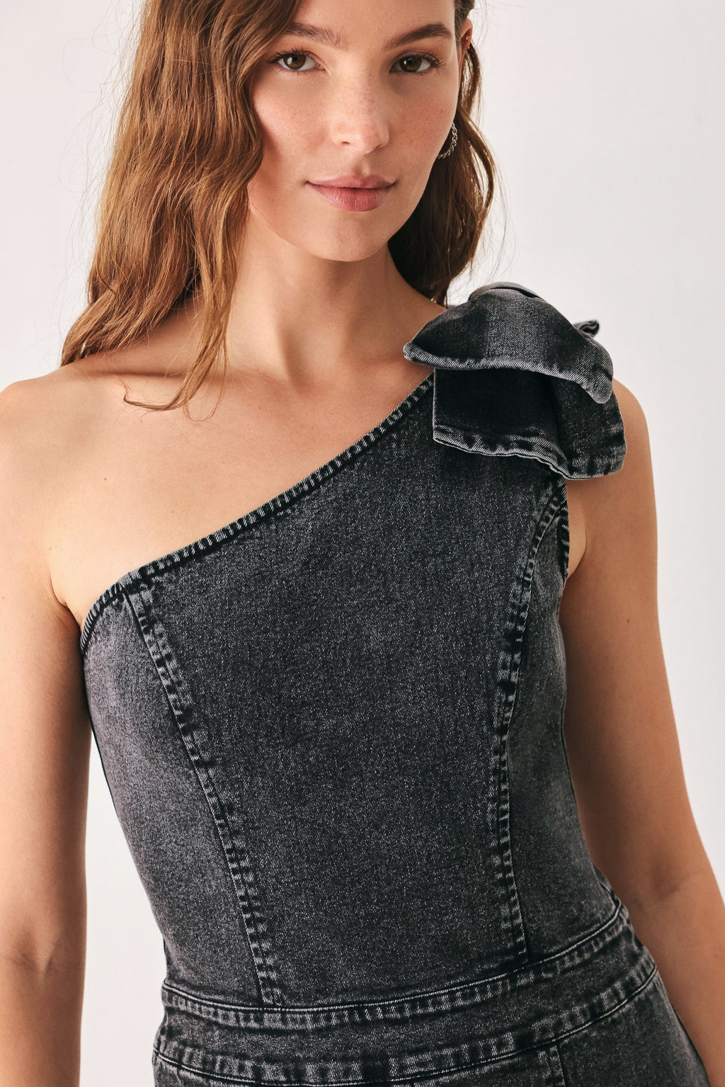 GRAPHITE PETAL EDGE DENIM JUMPSUIT Flying Tomato