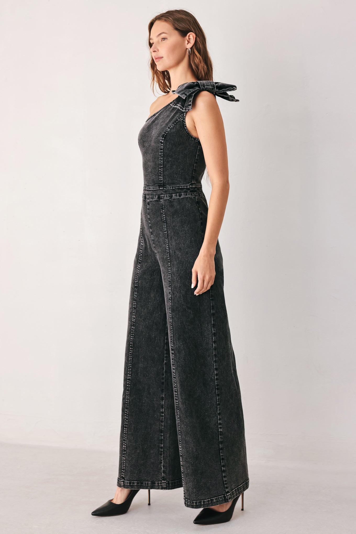 GRAPHITE PETAL EDGE DENIM JUMPSUIT Flying Tomato