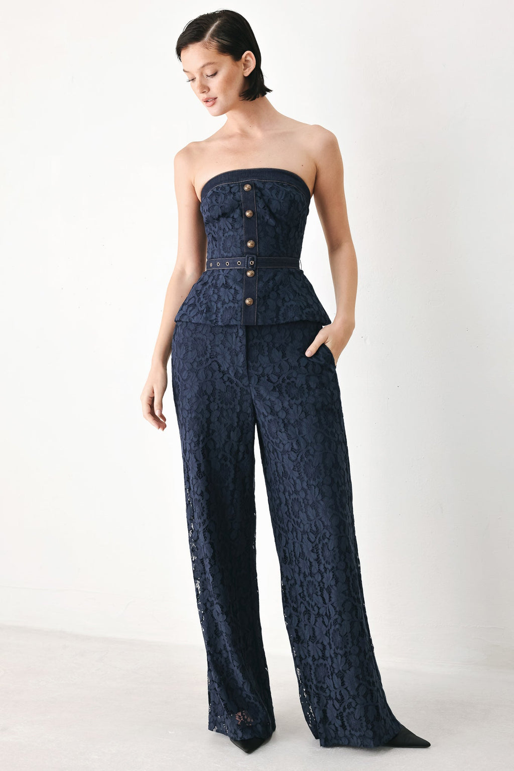 MIDNIGHT PETAL FLOW WOVEN LACE PANTS Flying Tomato