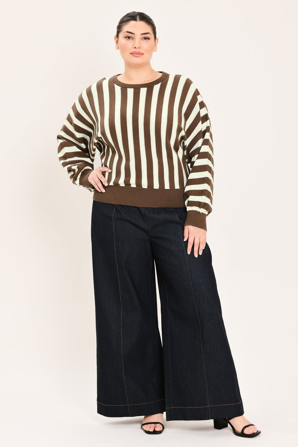 CAPPUCCINO VERTICAL STRIPE KNIT TOP Flying Tomato
