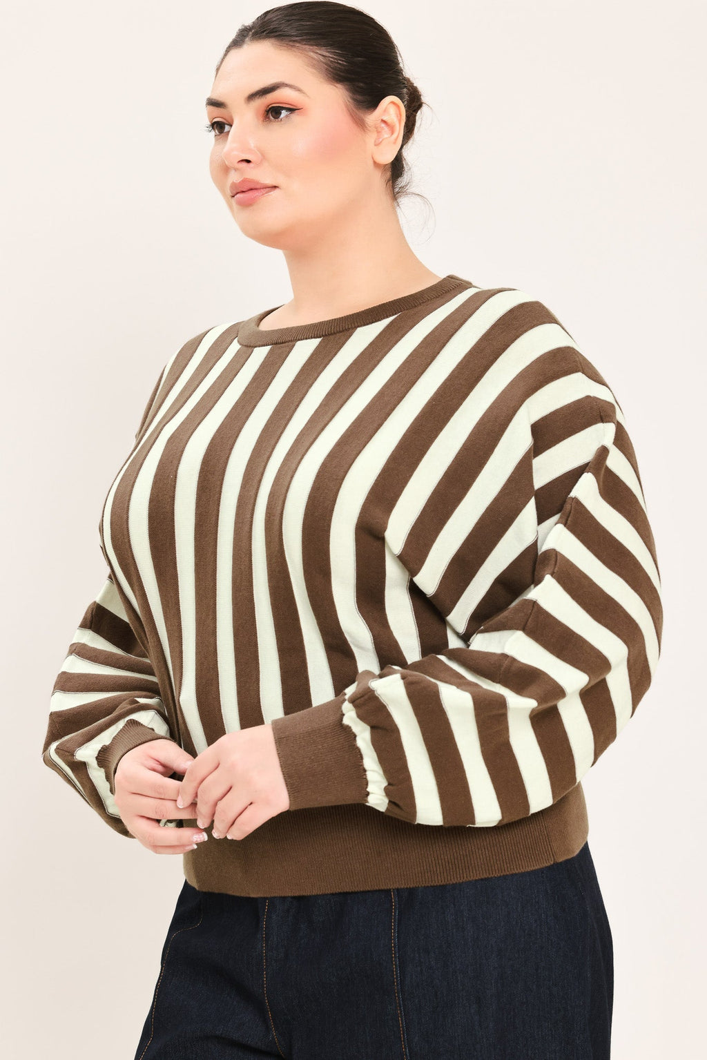 CAPPUCCINO VERTICAL STRIPE KNIT TOP Flying Tomato