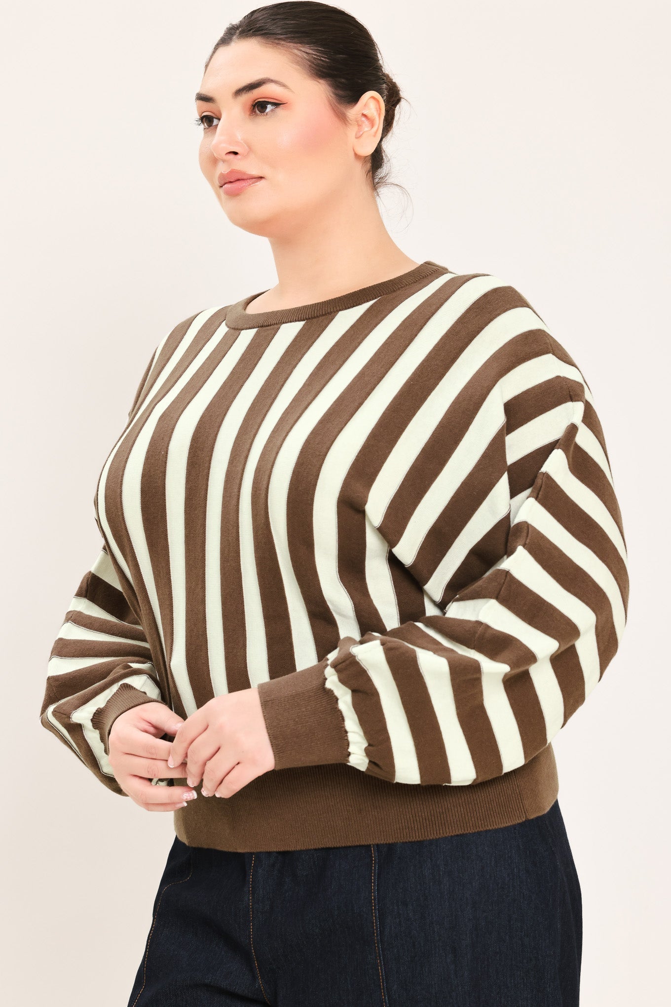 CAPPUCCINO VERTICAL STRIPE KNIT TOP Flying Tomato