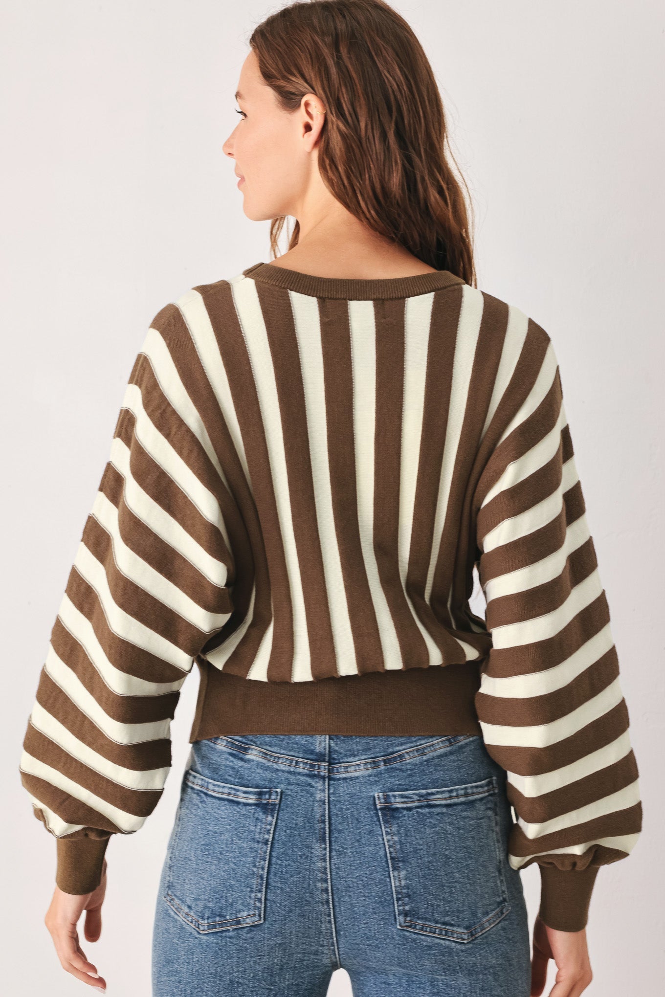 CAPPUCCINO VERTICAL STRIPE KNIT TOP Flying Tomato