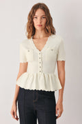 FROSTED CREAM POCKET-DETAIL SWEATER TOP Flying Tomato