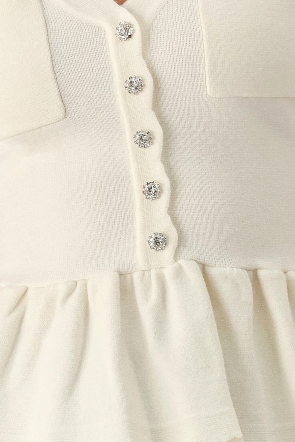 FROSTED CREAM POCKET-DETAIL SWEATER TOP Flying Tomato