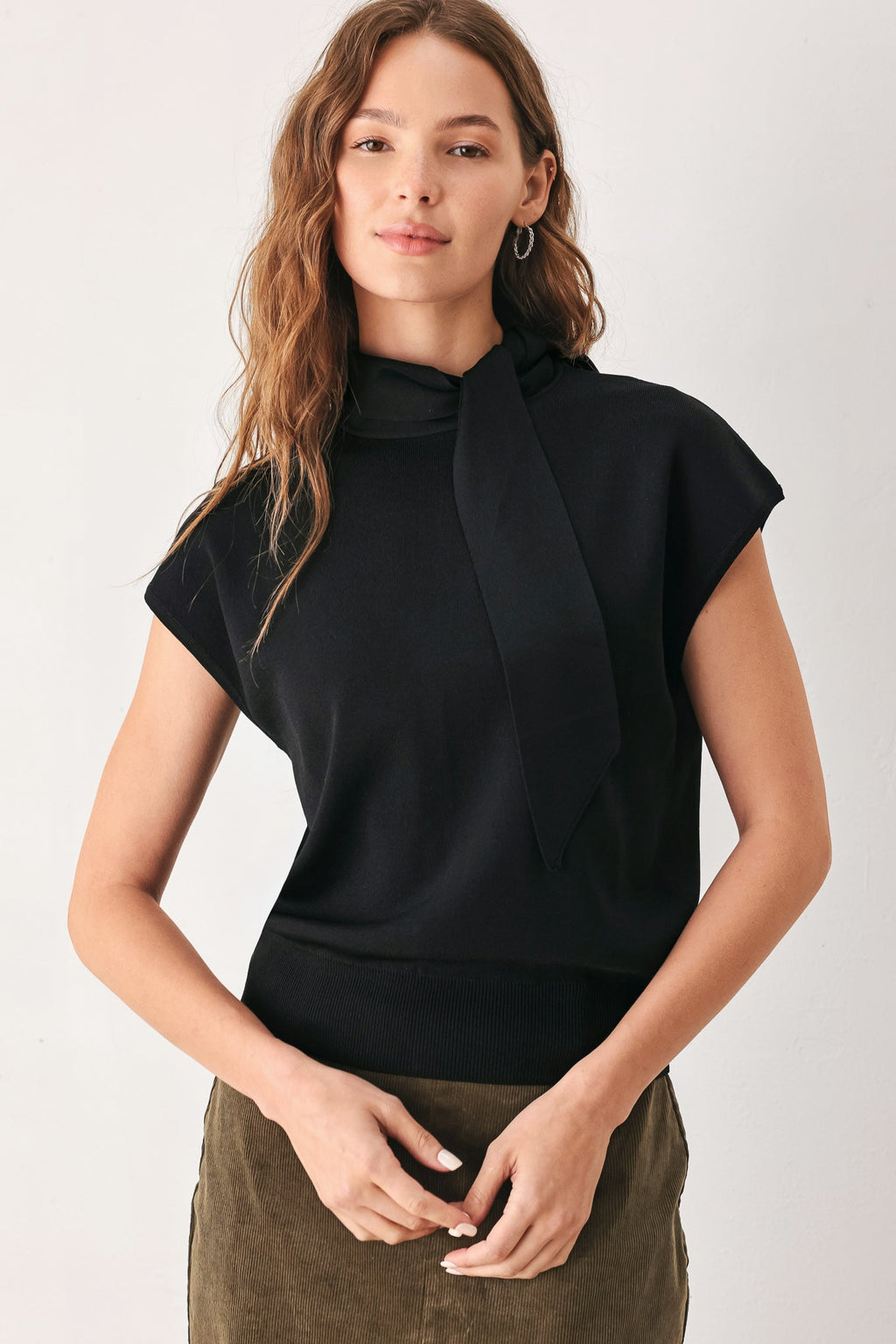 AMBERGLOW SOFT KNIT SCARF SWEATER KNIT TOP Flying Tomato