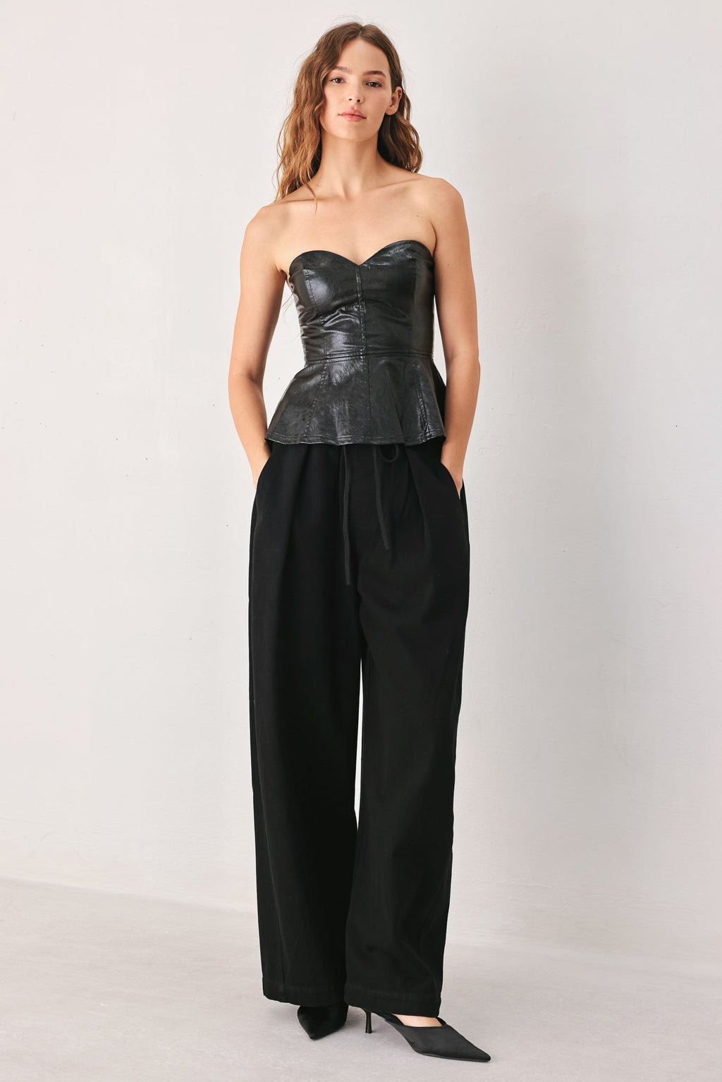 FORBIDDEN LOVE SWEETHEART FAUX LEATHER TOP Flying Tomato