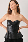 FORBIDDEN LOVE SWEETHEART FAUX LEATHER TOP Flying Tomato