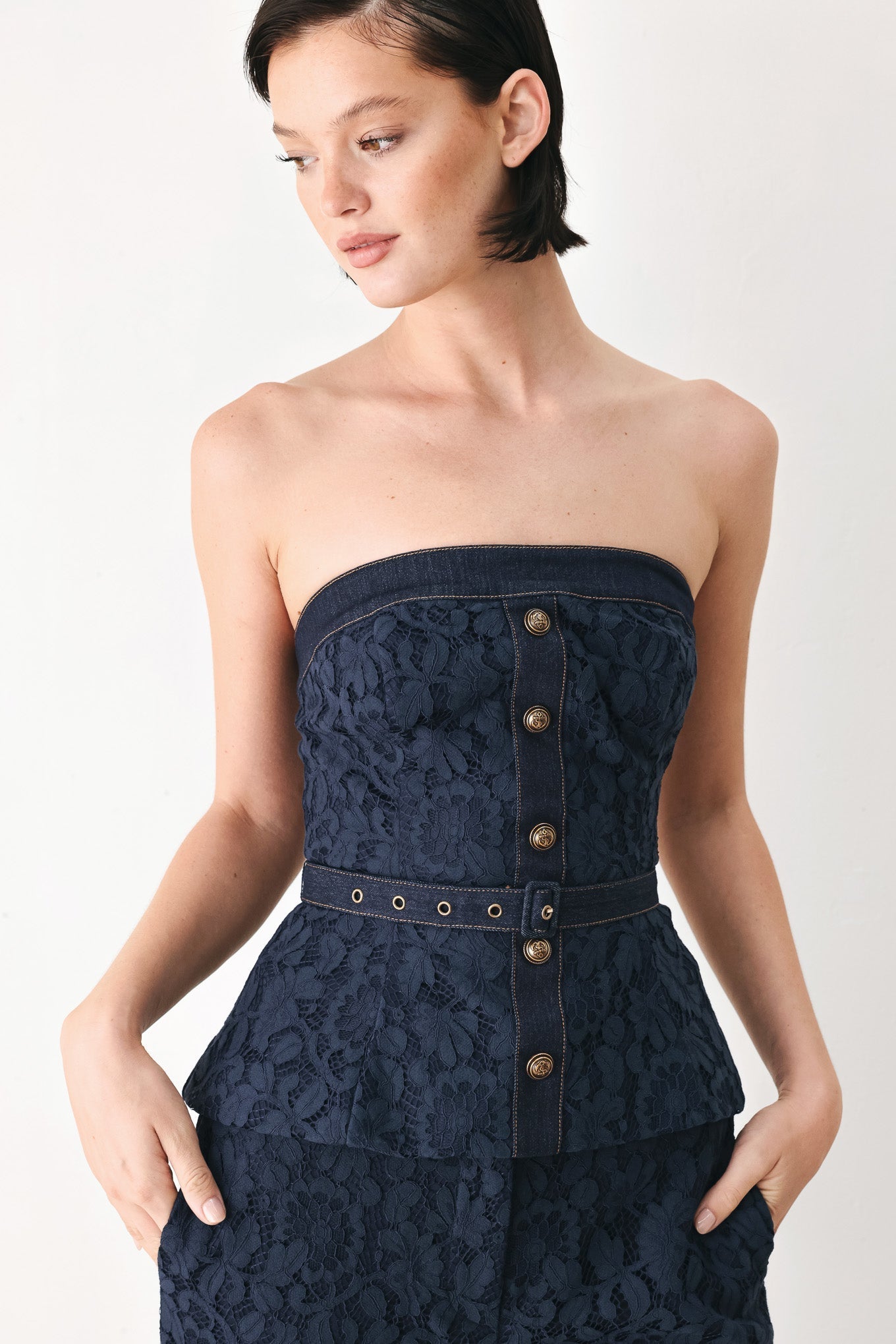 MIDNIGHT PETAL FLOW WOVEN LACE TOP Flying Tomato