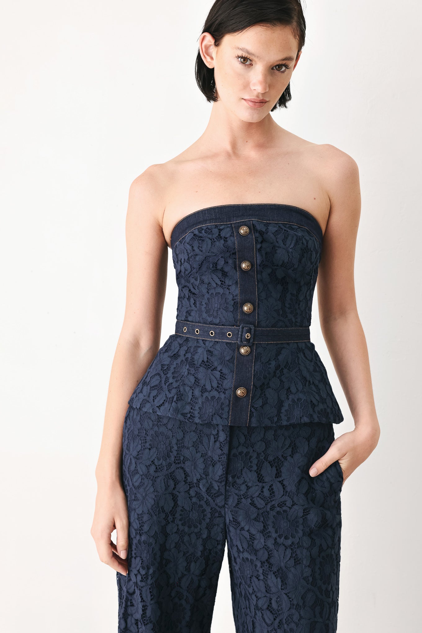 MIDNIGHT PETAL FLOW WOVEN LACE TOP Flying Tomato