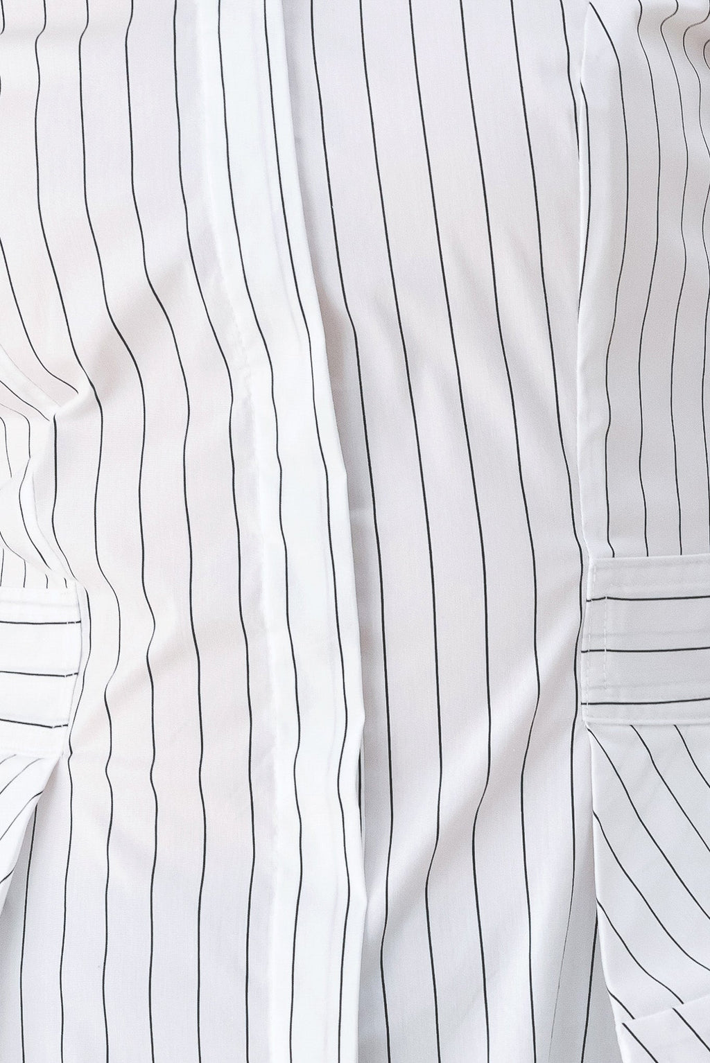 MODERNIST PINSTRIPE FLARED-WAIST WOVEN TOP Flying Tomato