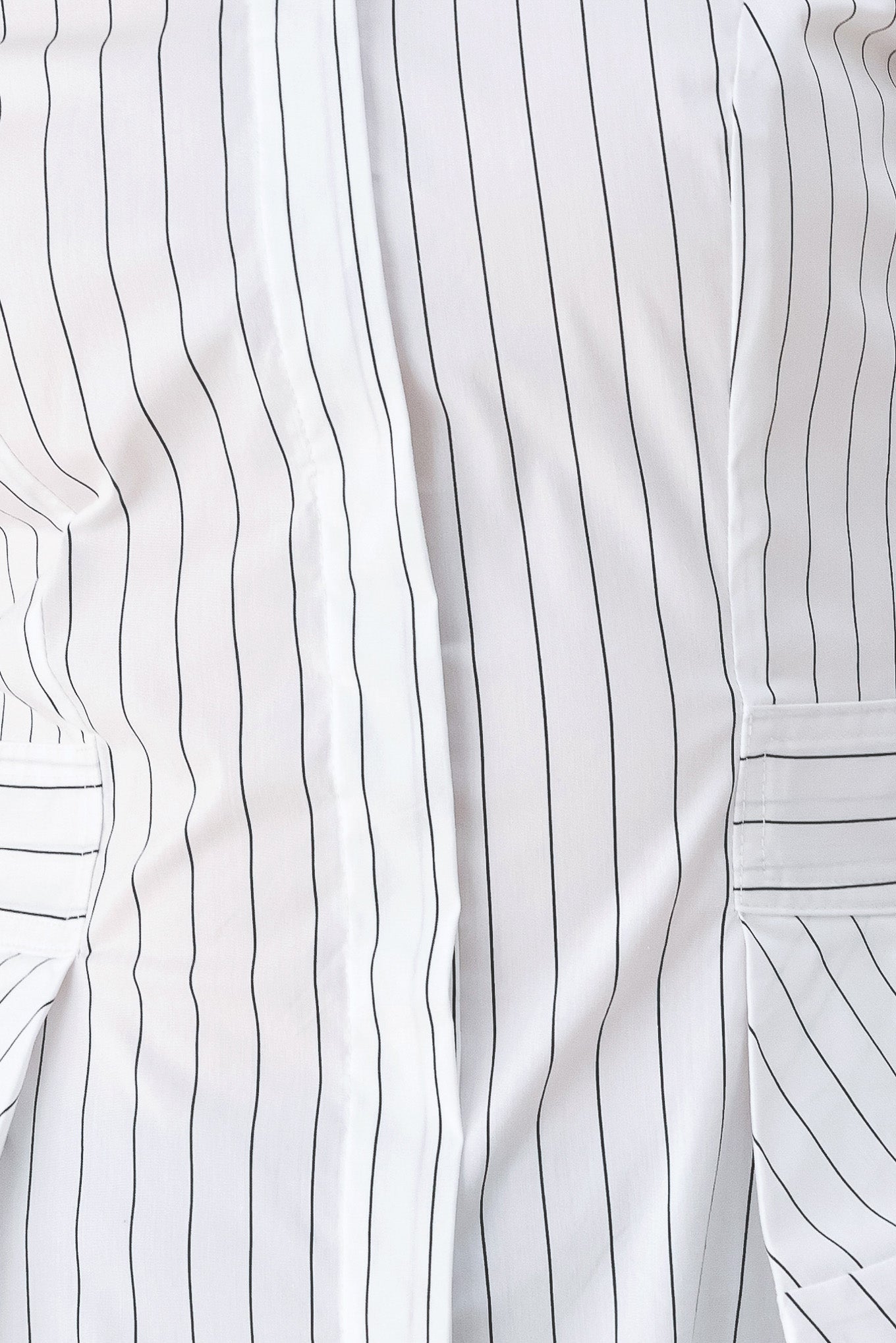 MODERNIST PINSTRIPE FLARED-WAIST WOVEN TOP Flying Tomato