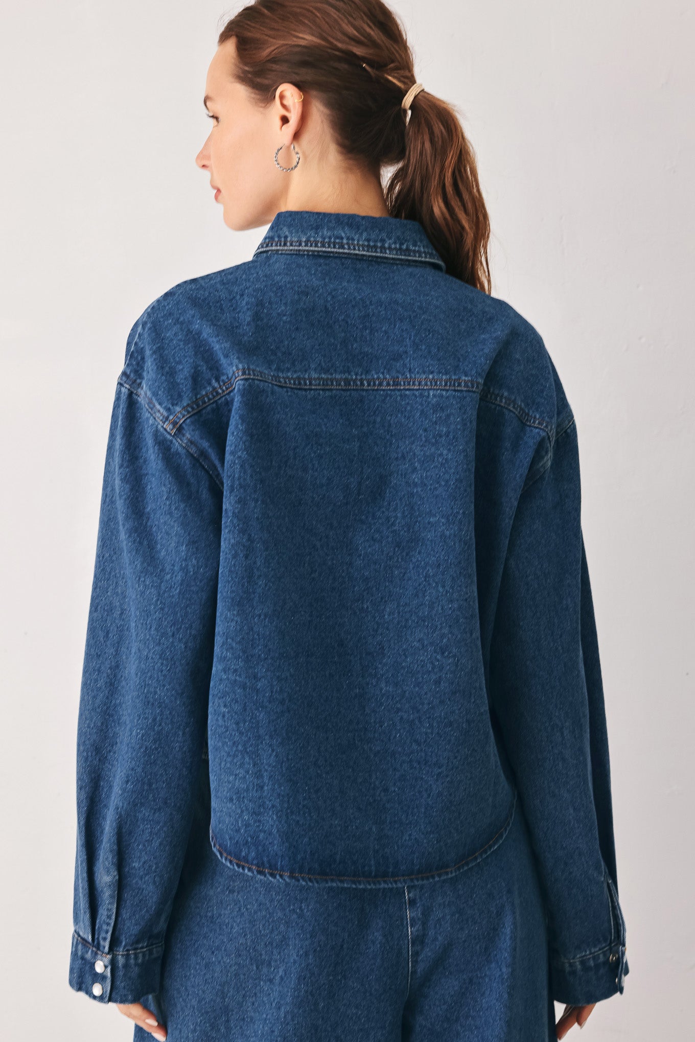 BLUE ECHO PLEATED DENIM JACKET Flying Tomato