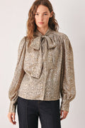 SERPENTINE TAUPE SNAKESKIN WOVEN TOP Flying Tomato