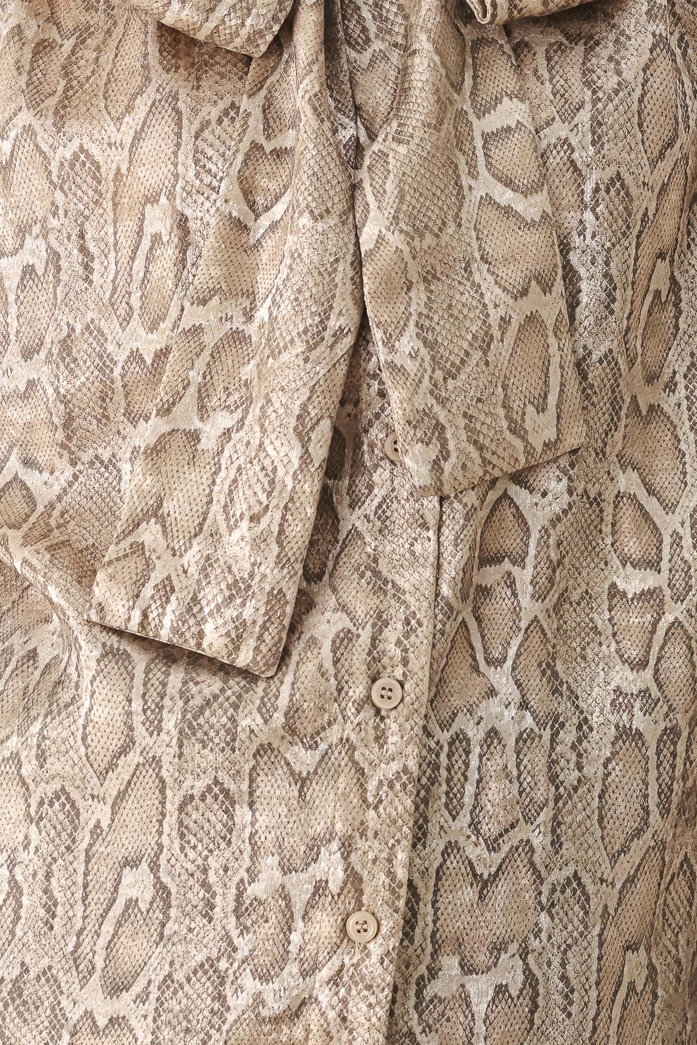 SERPENTINE TAUPE SNAKESKIN WOVEN TOP Flying Tomato