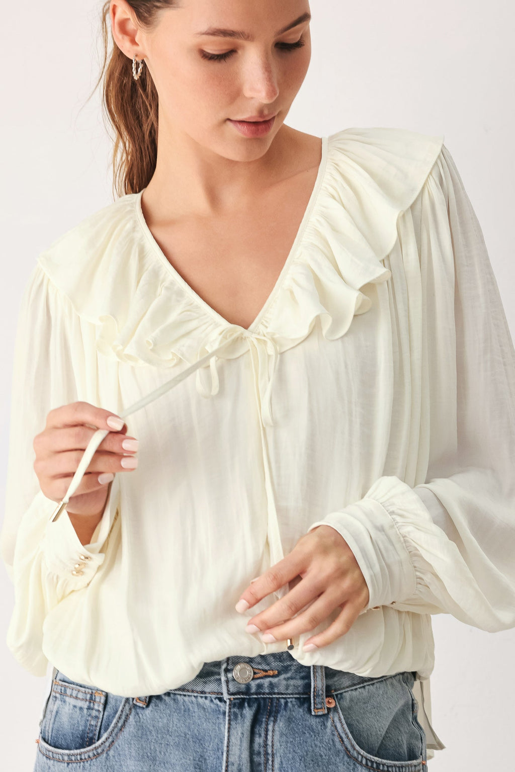 CLOUDRIFT IVORY WOVEN TOP Flying Tomato