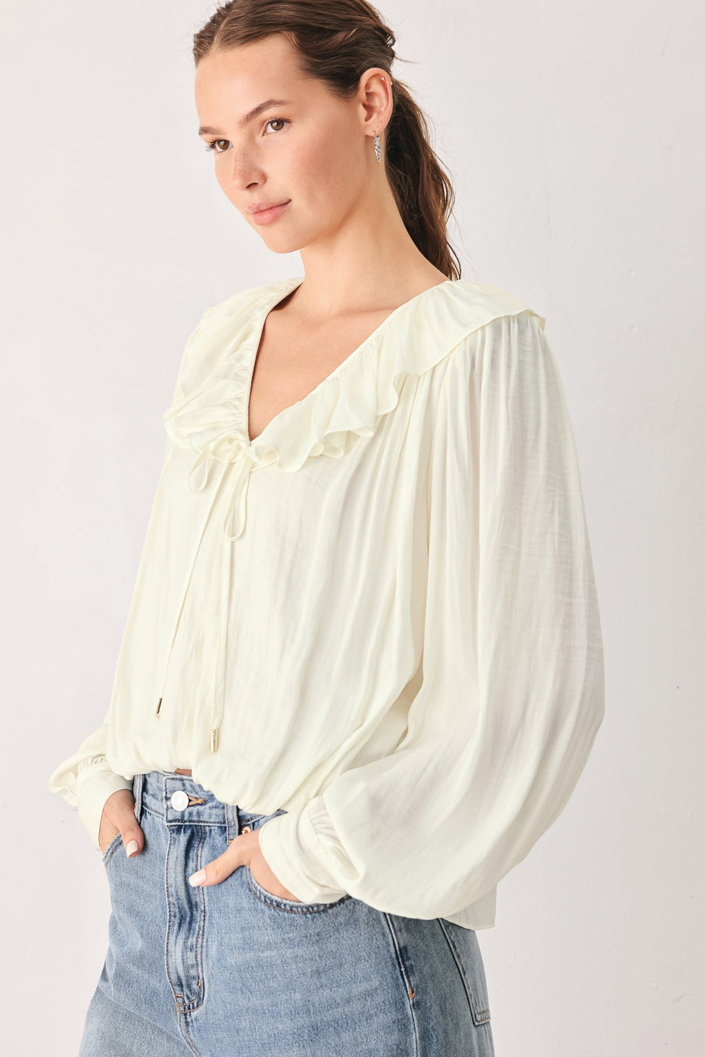 CLOUDRIFT IVORY WOVEN TOP Flying Tomato