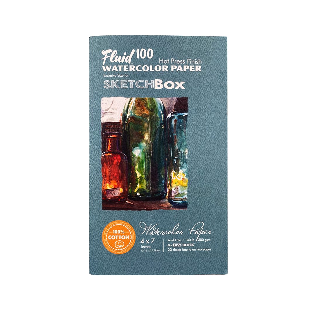 Fluid 100 Cotton Hot Press 4x7-20 sheets SketchBox Exclusive ShopSketchBox