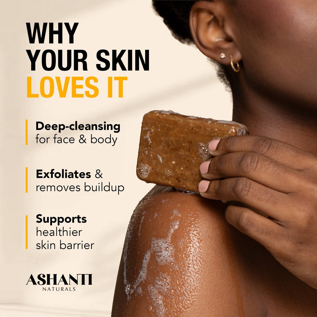 100% African Black Soap - Fragrance Free AshantiNaturals
