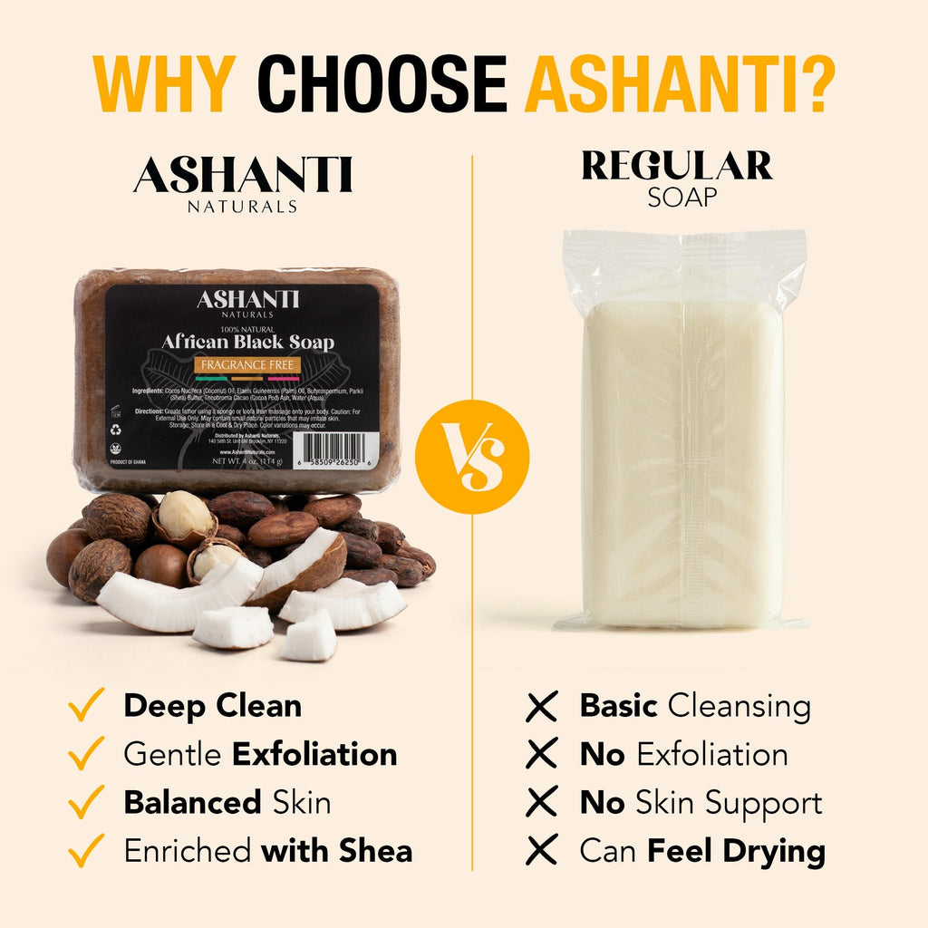 100% African Black Soap - Fragrance Free AshantiNaturals