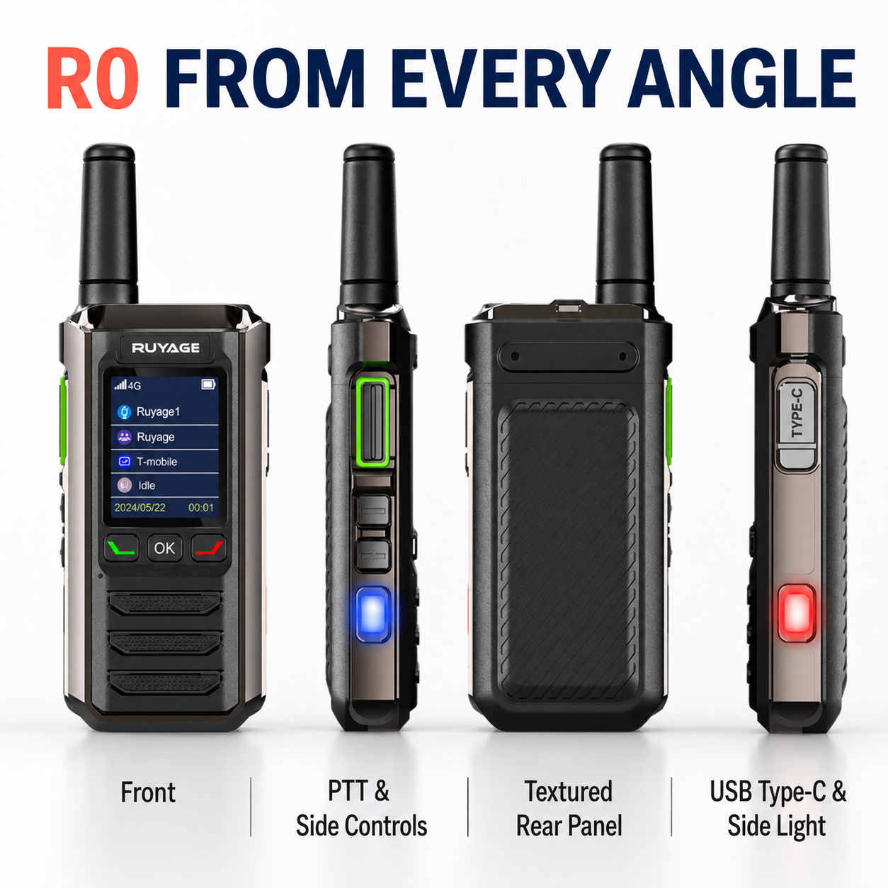 RUYAGE R0 Metal-Body 4G LTE PoC Walkie Talkies – 2-Pack Ruyage Radio