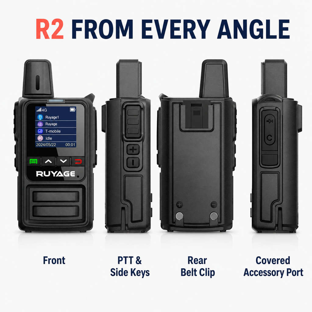 RUYAGE R2 Compact 4G LTE PoC Walkie Talkies – 2-Pack Ruyage Radio