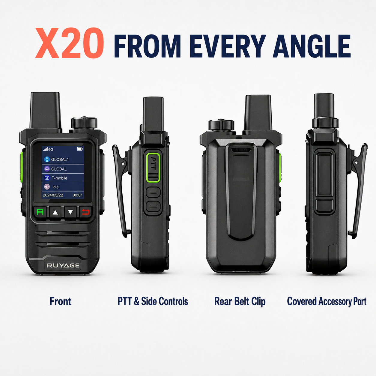 RUYAGE X20 Lightweight 4G LTE PoC Walkie Talkie – 1-Year Service Ruyage Radio