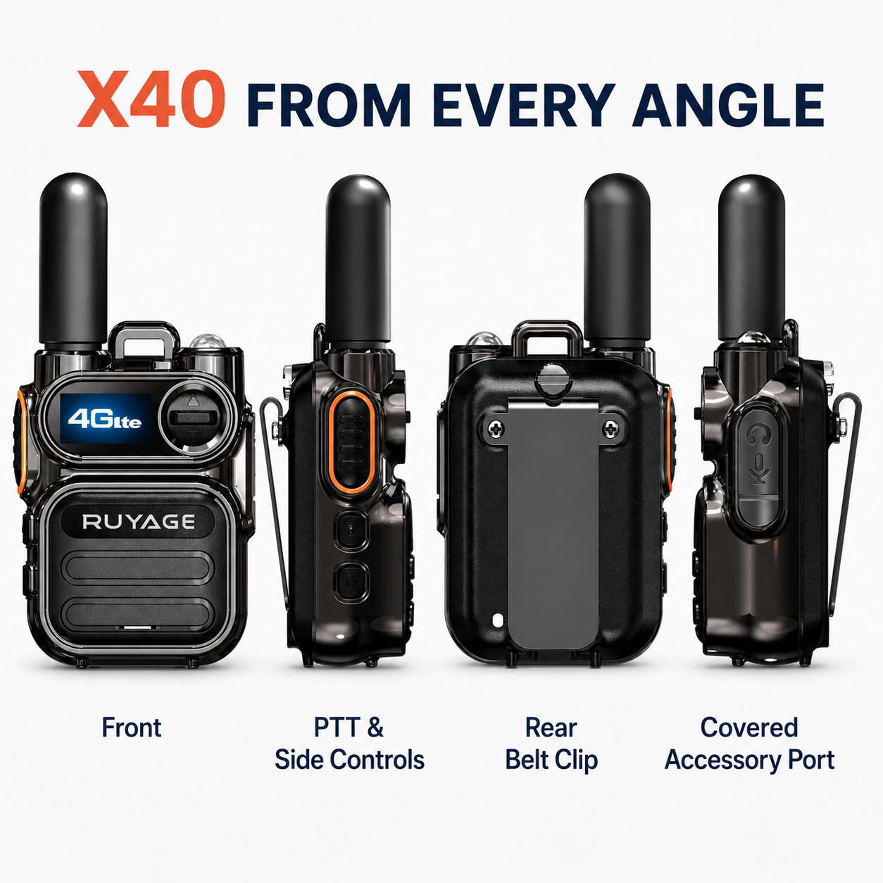 RUYAGE X40 Mini 4G LTE PoC Radio – Compact Metal Body Walkie Talkie Ruyage Radio