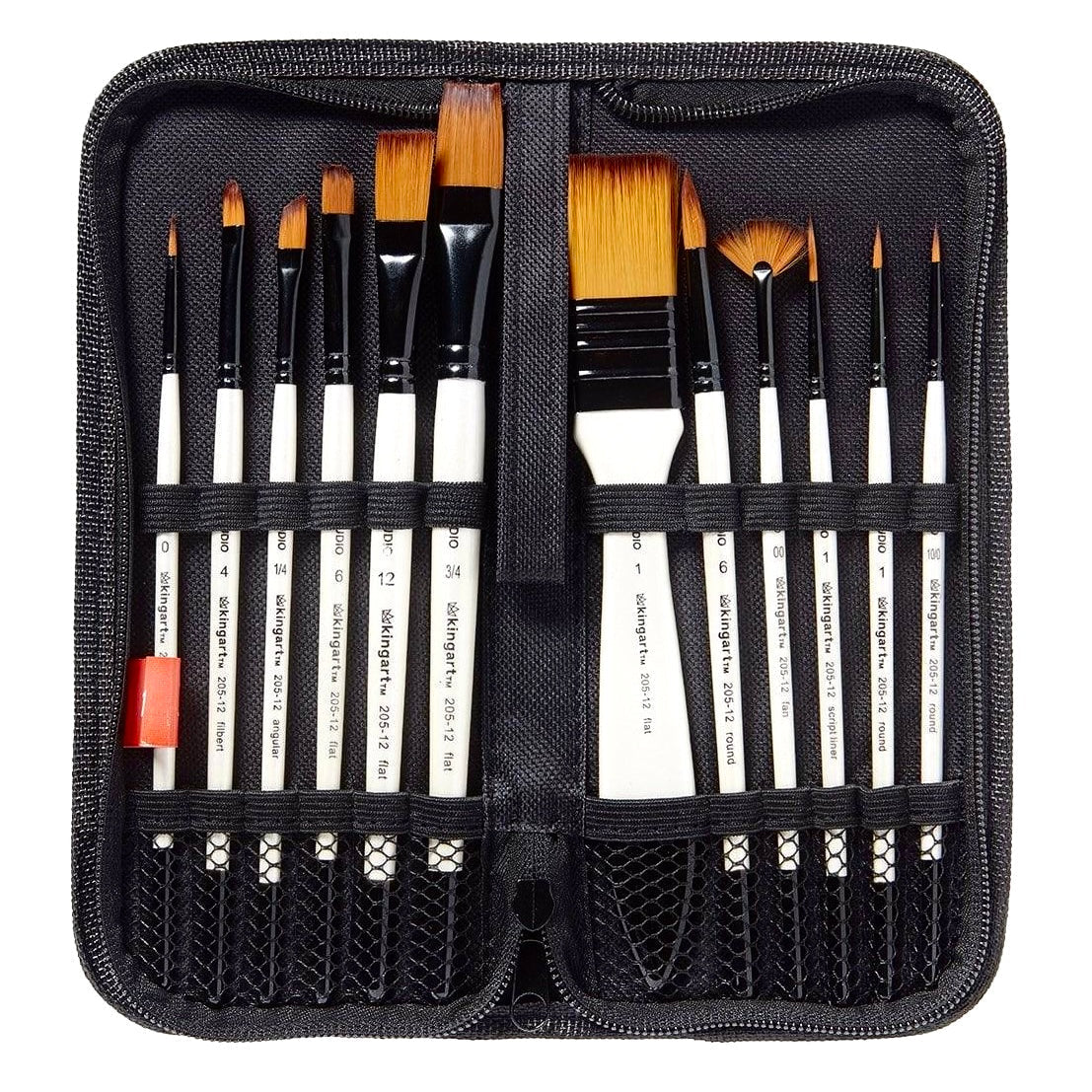 Studio Gold Nylon Brush Set - Acrylic & Watercolor - 12 Piece KINGART