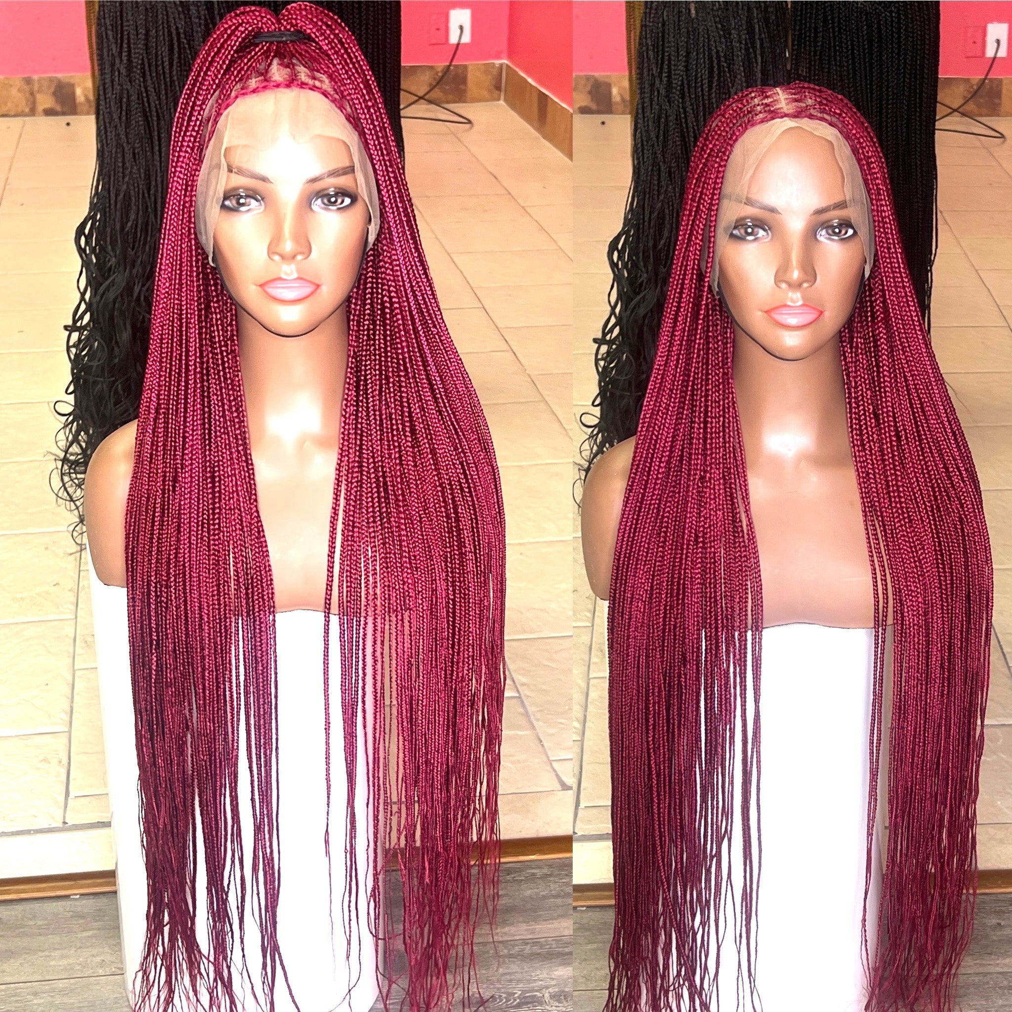 Burgundy Knotless box braided wig HOL stores