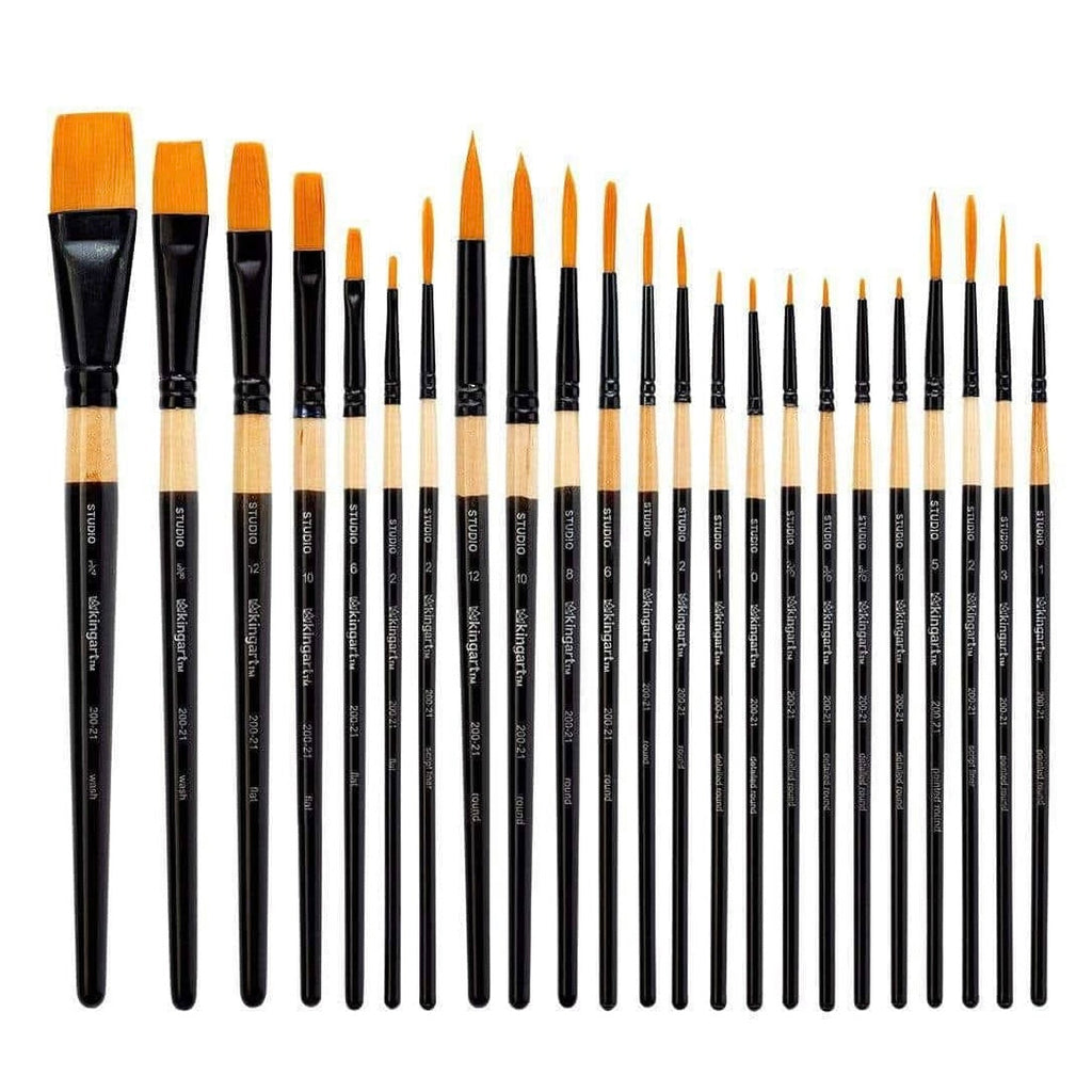 Studio Golden Nylon Mixed Media Brush Set - 21 Pieces KINGART