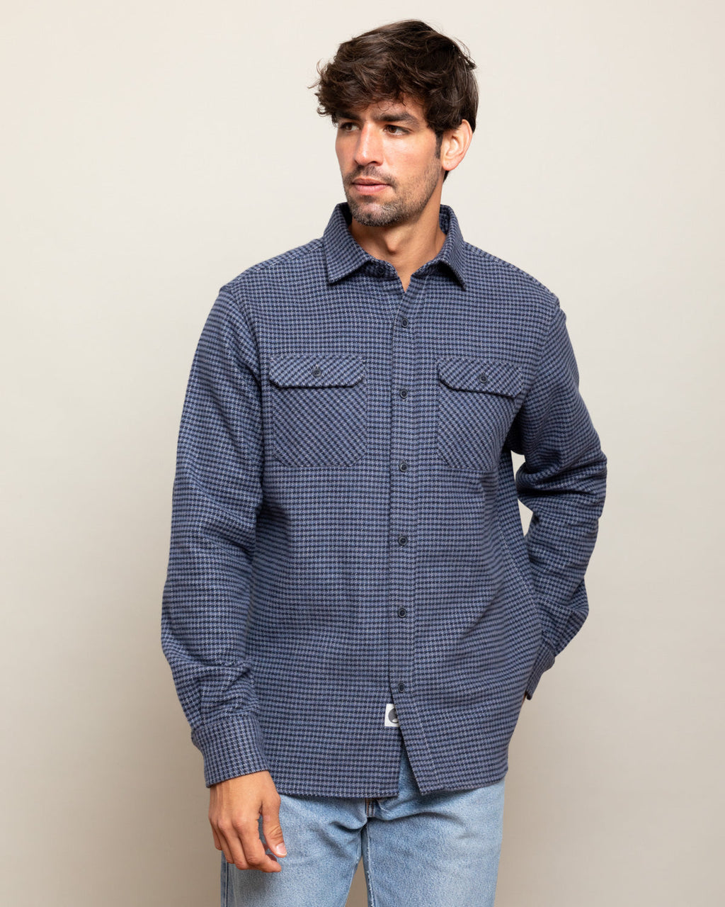 Grand Flannel, Dark Blue Mini Check MuskOx Flannels