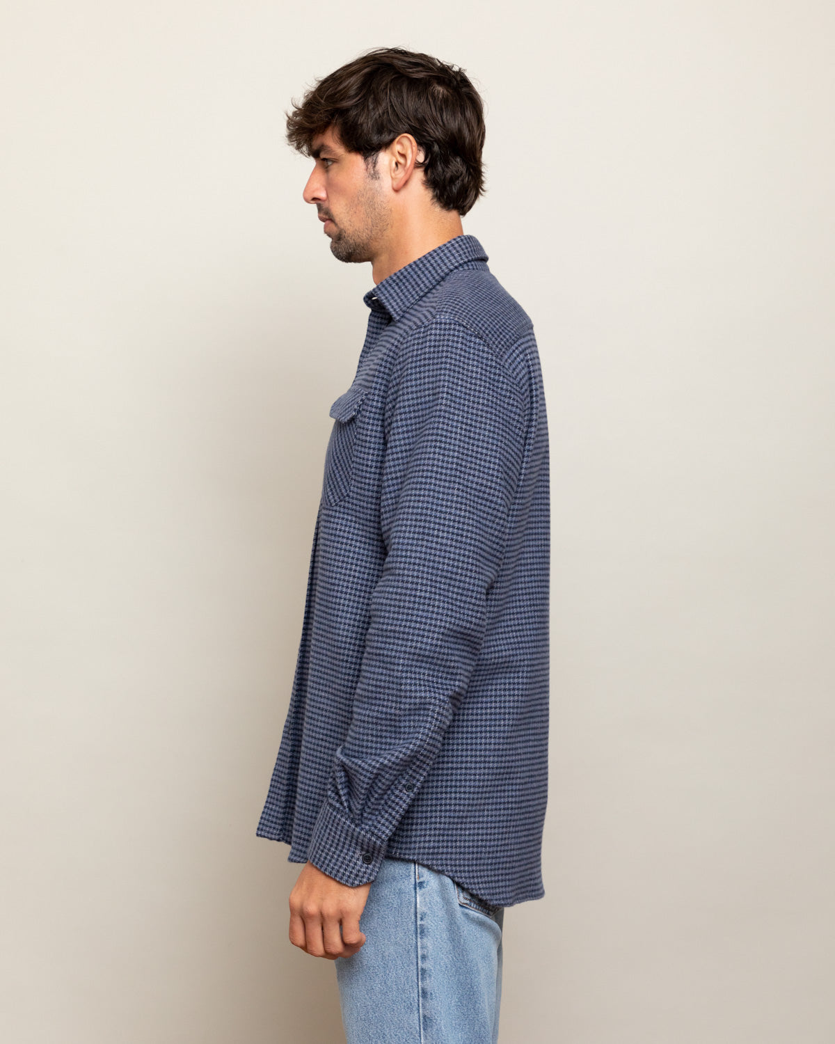 Grand Flannel, Dark Blue Mini Check MuskOx Flannels