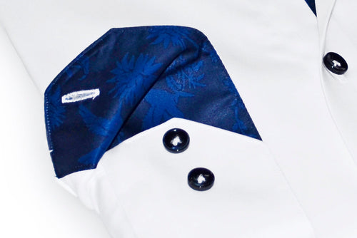 Gabe  Button-Up Shirt With Contrast Details // White  // Contemporary Fit (Regular)- final sale LEVINAS® Official
