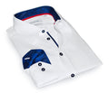Gabe  Button-Up Shirt With Contrast Details // White  // Contemporary Fit (Regular)- final sale LEVINAS® Official