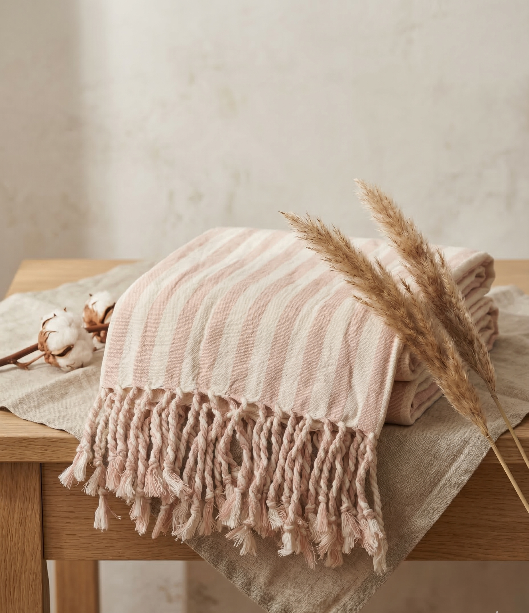 Girit Salmon Cotton Linen Towel Eastern Woven