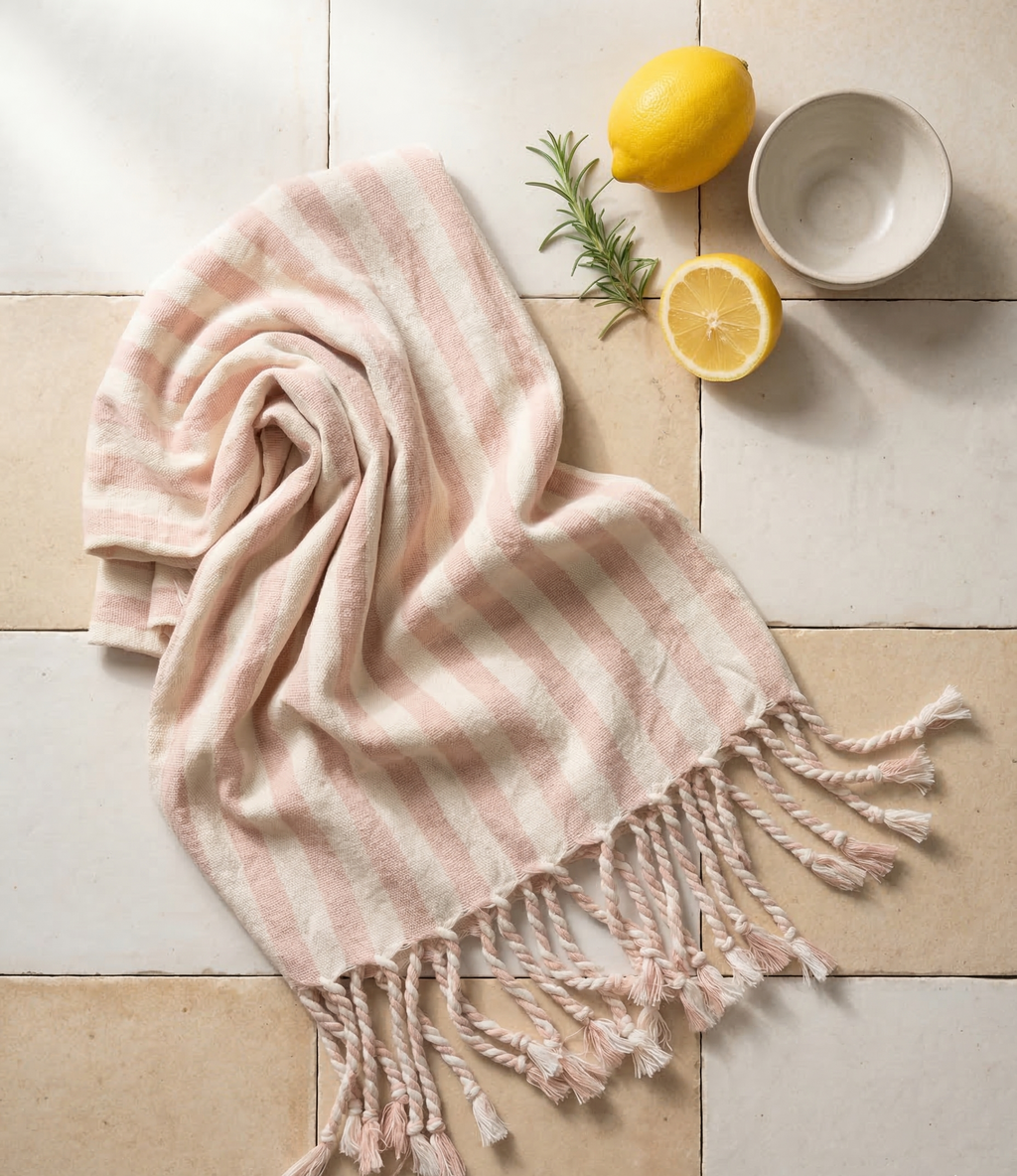 Girit Salmon Cotton Linen Towel Eastern Woven