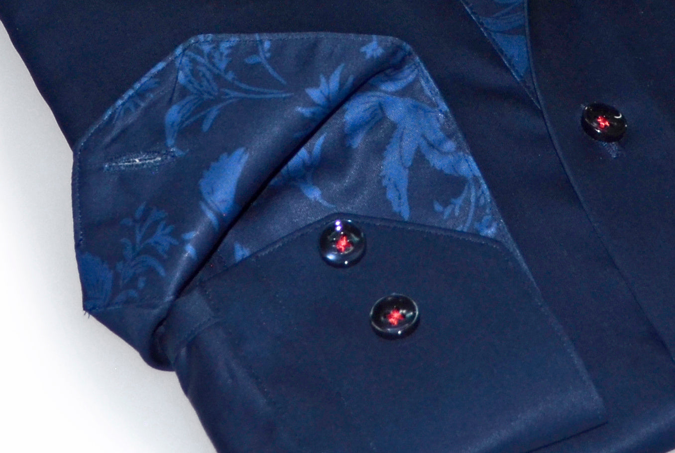 Geo  Button-Up Shirt With Contrast Details // Navy // Contemporary Fit (Regular) LEVINAS® Official