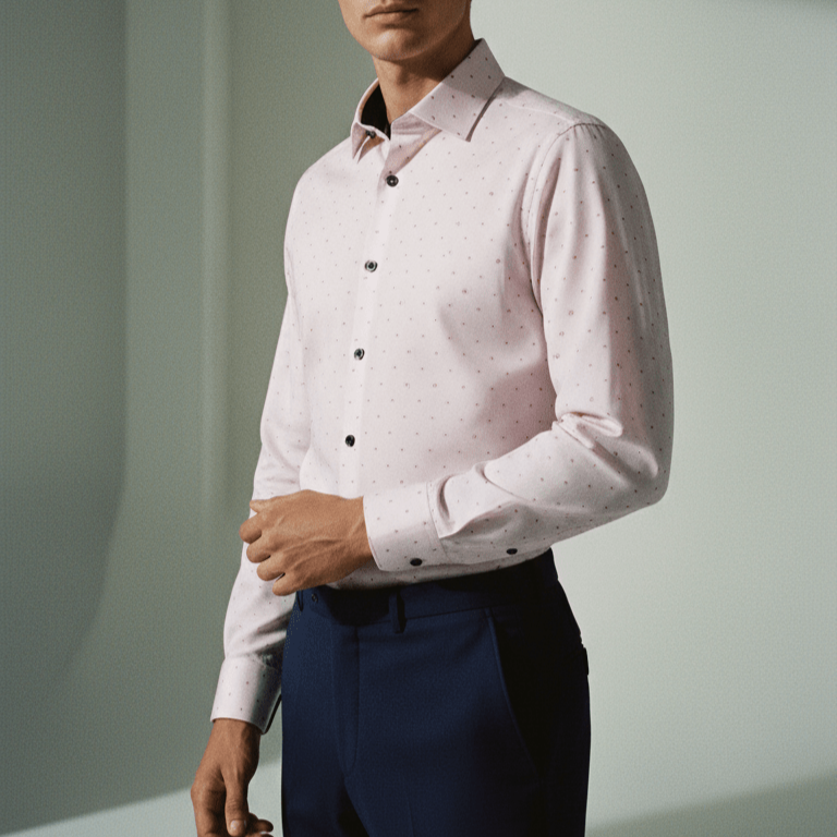George Button-Up Shirt With Contrast Details // Pink // Contemporary Fit (Regular) LEVINAS® Official