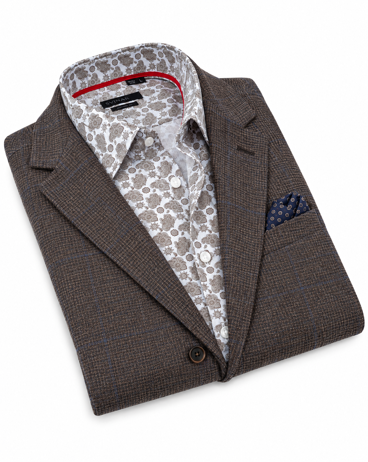 Lt Brown Paisley Shirt // Contemporary Fit - contrast  trimming- final sale LEVINAS® Official