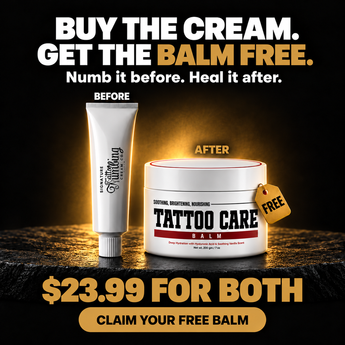 Signature Tattoo Numbing Cream + Tattoo Care Balm (DUO) - VALUE PACK Tattoo Numbing Cream Co.