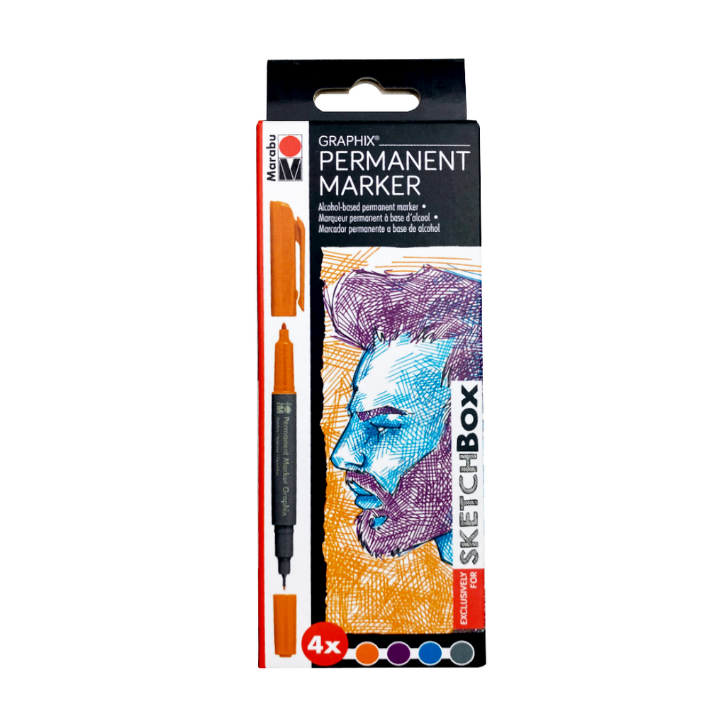 Marabu Graphix Permanent Marker 4 Set-of customer curated colors by SketchBox ShopSketchBox
