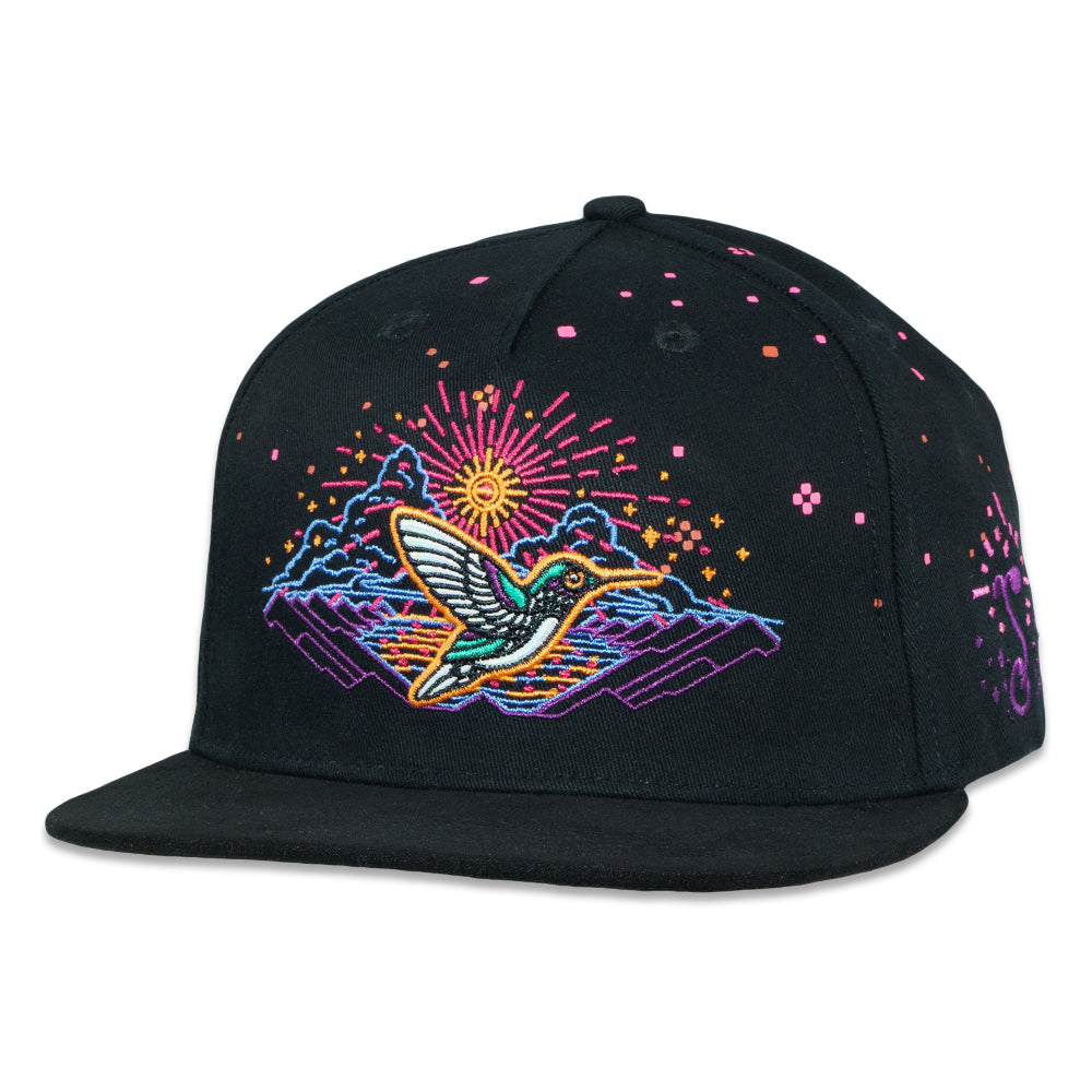 Mugwort Hummingbird Black Snapback Hat Grassroots California