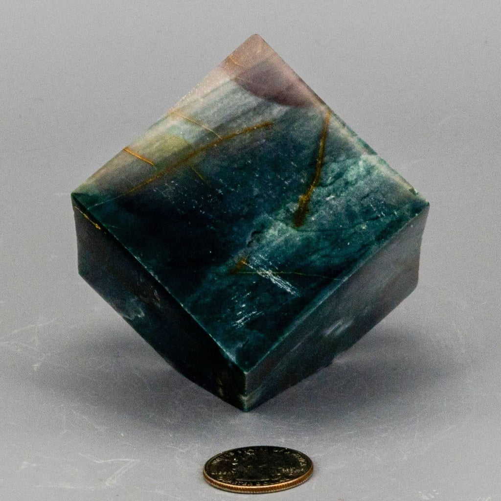 Green Jasper Crystal Cube with Cut Corner Polished Stone Crystal Destiny