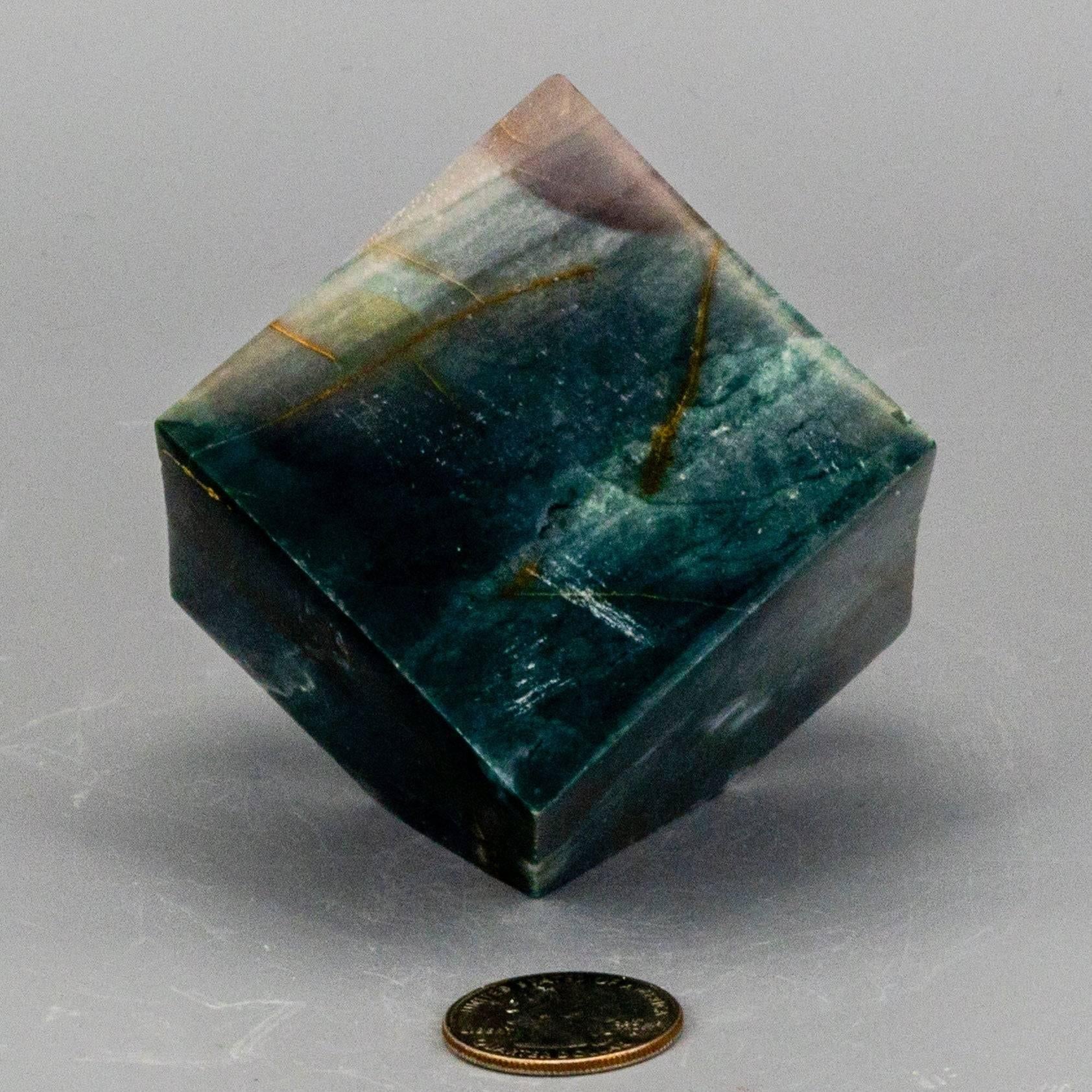 Green Jasper Crystal Cube with Cut Corner Polished Stone Crystal Destiny
