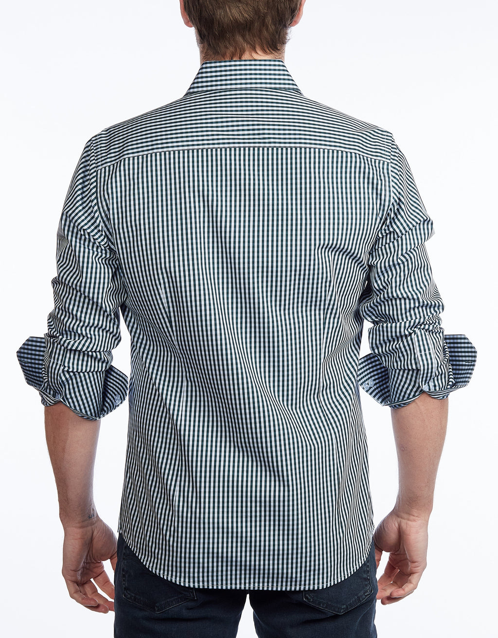 Green Signature Shirt //  - Contemporary Fit - contrast  trimming - final sale LEVINAS® Official