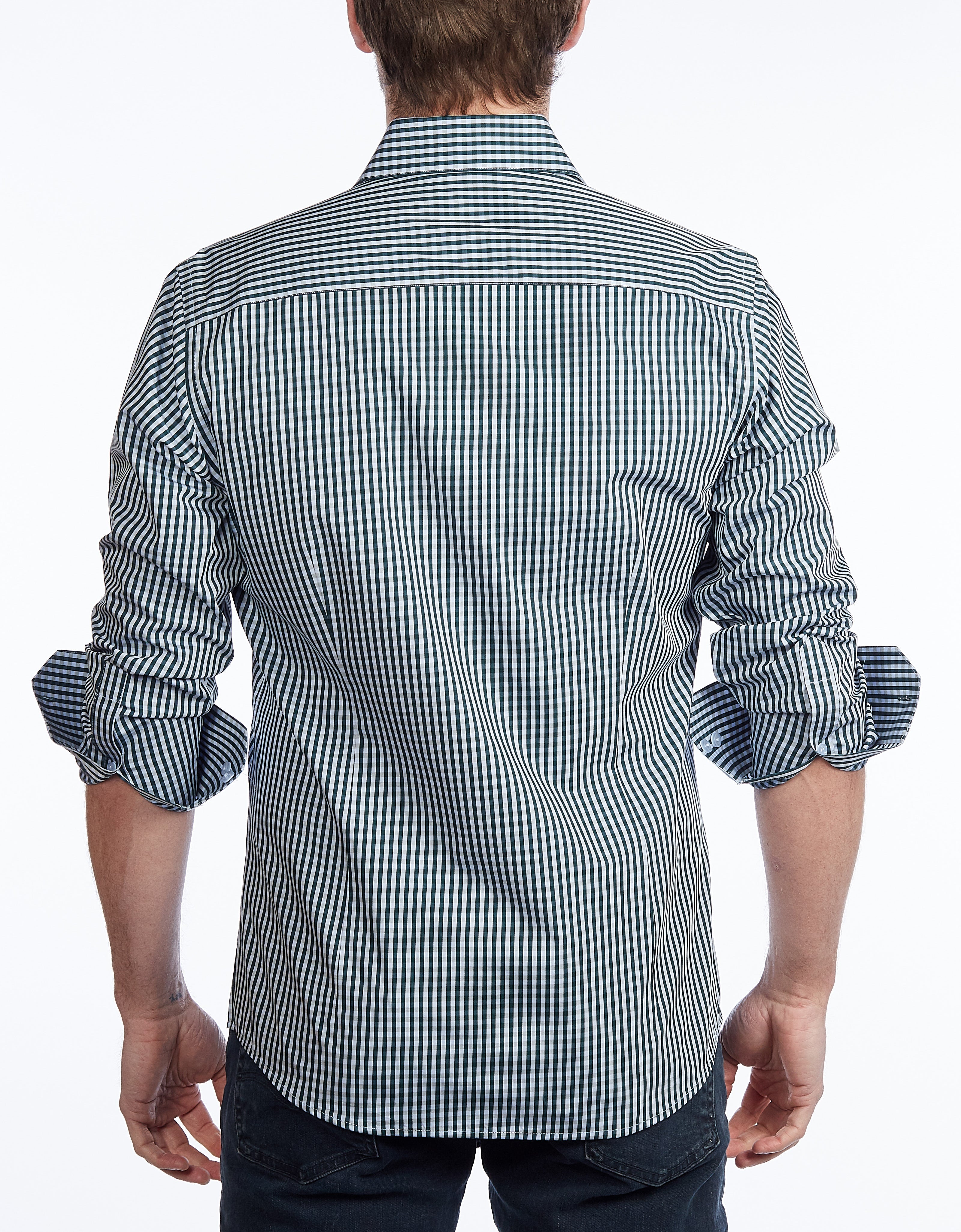 Green Signature Shirt //  - Contemporary Fit - contrast  trimming - final sale LEVINAS® Official