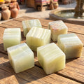 Green Banded Pistachio Calcite Crystal Cube Block Carving Amazing Crystals