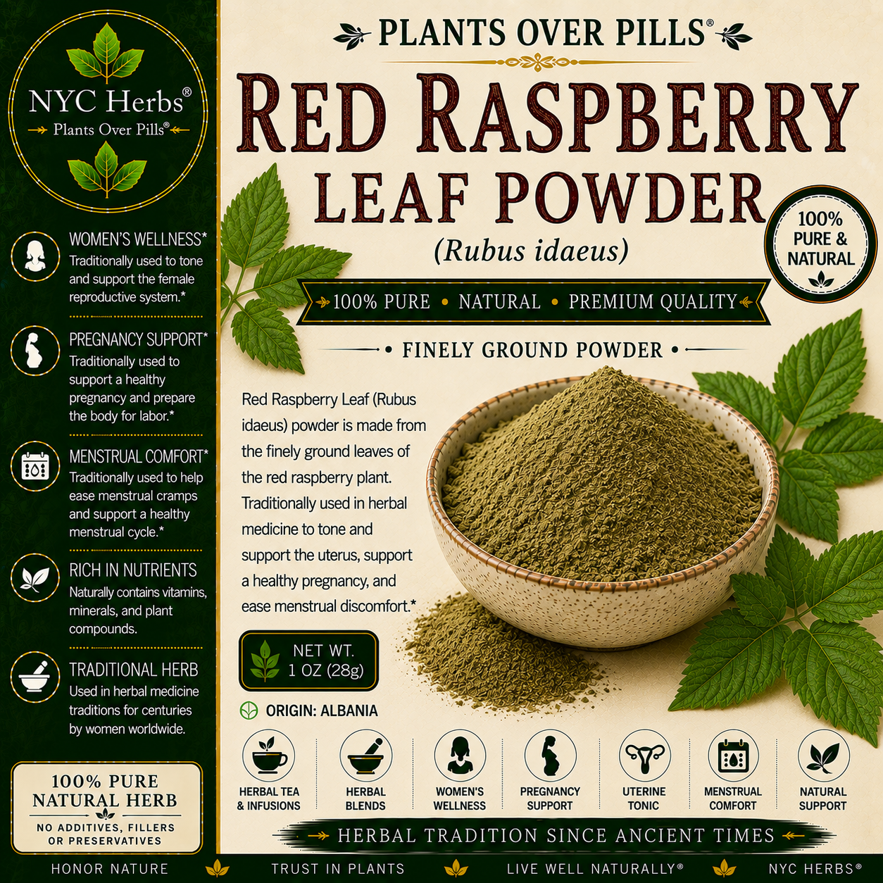 Red Raspberry Leaf Powder NYC Herbs®