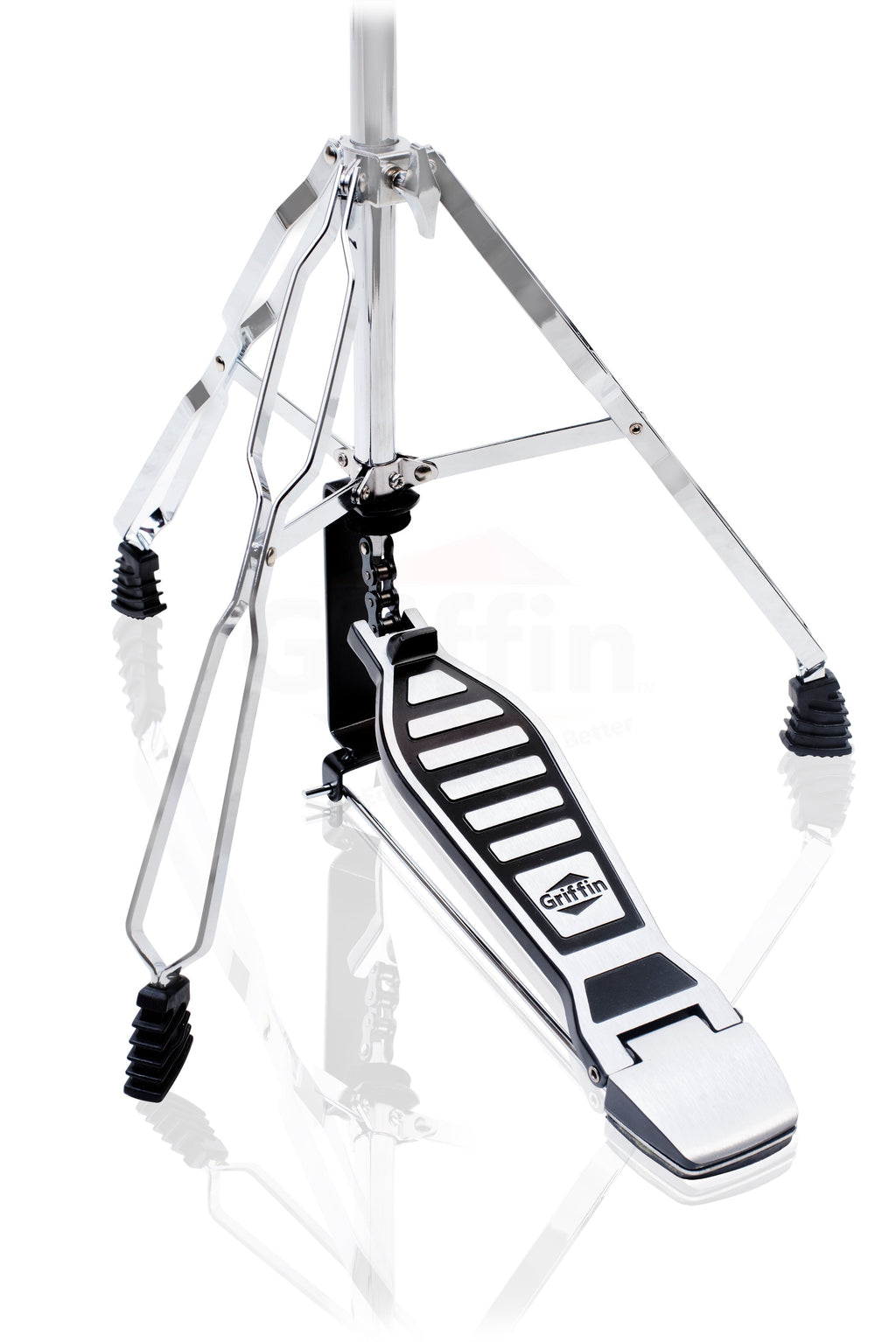 Deluxe Hi-Hat Stand by GRIFFIN | Hi Hat Cymbal Pedal With Pull Chain | HiHat Mount with Chrome Double Braced Hardware Accessory Set | Adjustable High Hat Holder Ideal for Mobile Percussion Drummers GeekStands.com